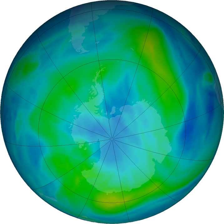 Antarctic ozone map for 23 March 2024